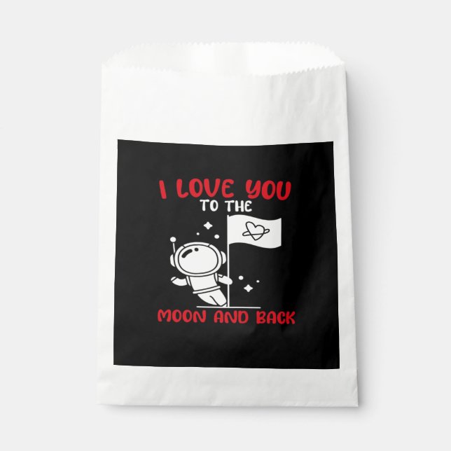 I Love You To The Moon And Back Playful Valentine  Favour Bags (Front)