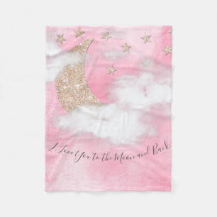 I Love You to the Moon and Back Quote Watercolor Fleece Blanket