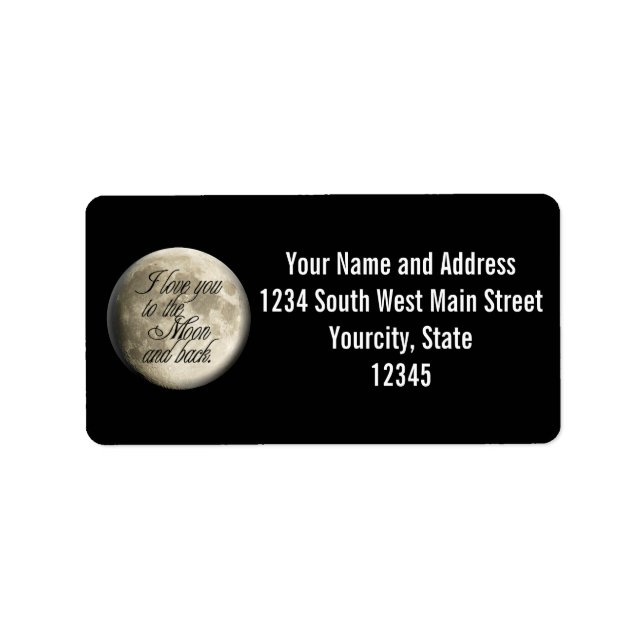 I Love You to the Moon and Back Realistic Lunar Label (Front)
