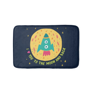 I Love You To The Moon And Back Rocketship Bath Mat