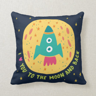 I Love You To The Moon And Back Rocketship Cushion