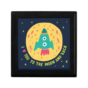 I Love You To The Moon And Back Rocketship Gift Box