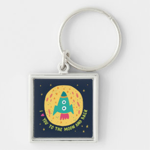 I Love You To The Moon And Back Rocketship Key Ring