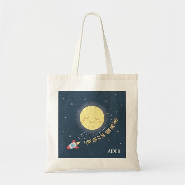 I Love You to the Moon and Back Space Kids Tote Bag (Front)