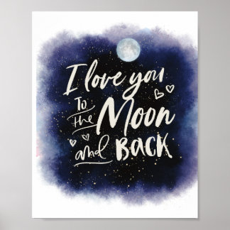 I love you to the moon and back text art print