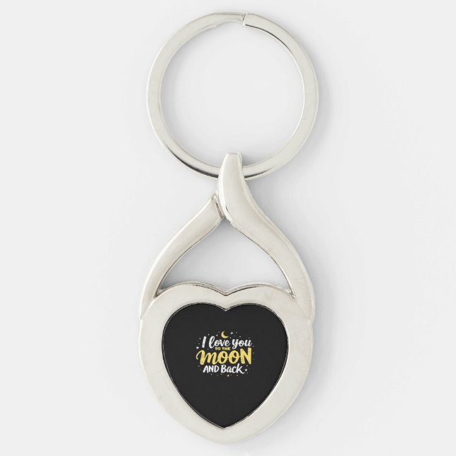 I Love You To The Moon And Back Valentine Theme De Key Ring (Front)