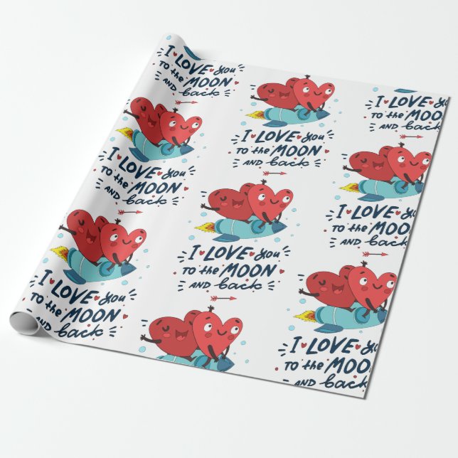 I love you to the moon and back wrapping paper (Unrolled)