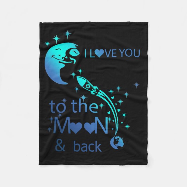 I love you to the moon & back fleece blanket (Front)