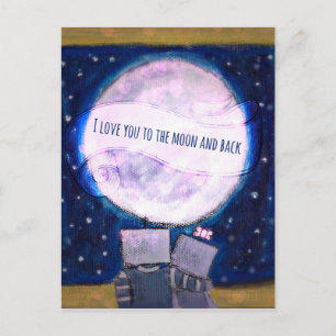 I Love You To The Moon & Back Robots Postcard