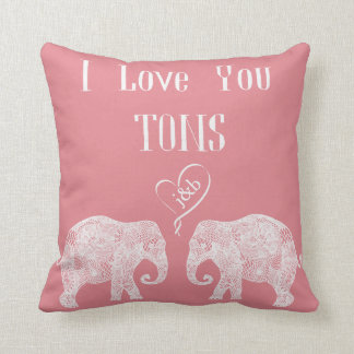 I LOVE YOU TONS/Elephant Art/Wedding Personalised Cushion