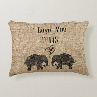 I LOVE YOU TONS/Elephant Art/Wedding Personalised Decorative Cushion
