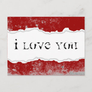 i love you torn paper postcard