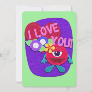 I Love You! Truly I Do! Felt Look Heart Flowers Card