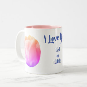 I Love You Tulip Flower Personalised Two-Tone Coffee Mug