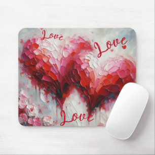 I Love You Two Abstract Hearts Painting Valentine Mouse Mat