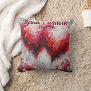 I Love You Two Abstract Hearts Personalised Cushion
