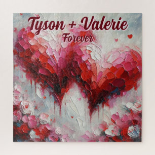 I Love You Two Abstract Hearts Personalised Jigsaw Puzzle