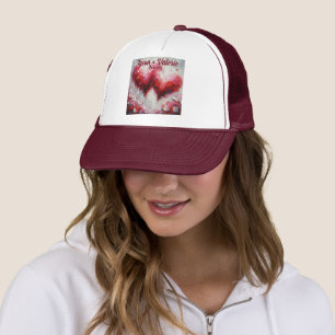 I Love You Two Abstract Hearts Personalised Trucker Hat