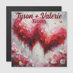 I Love You Two Abstract Hearts Personalized Magnet