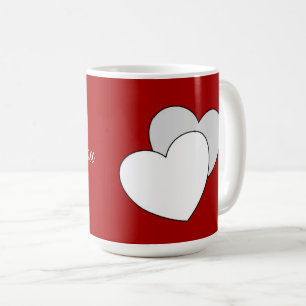 I Love You, Two Love Hearts Red Coffee Mug