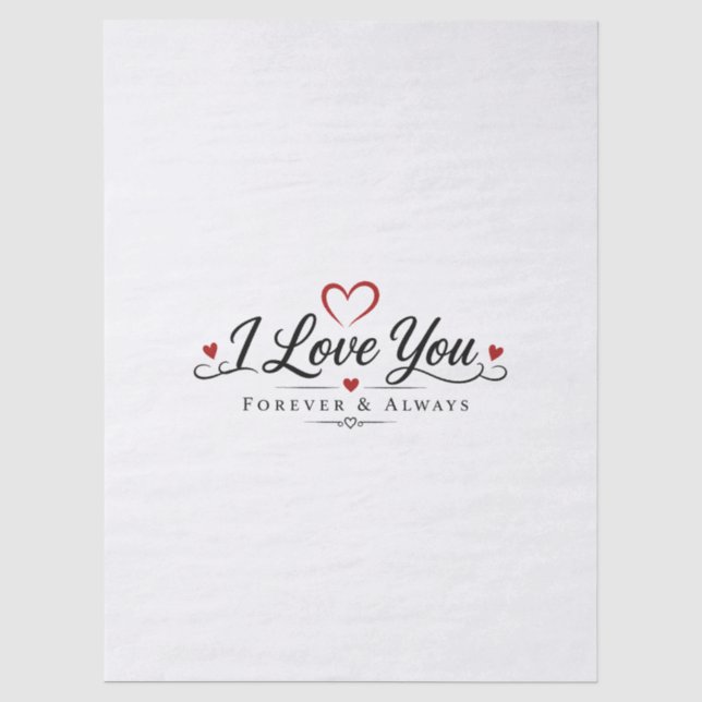 I Love You Typography Design Tissue Paper (Front)