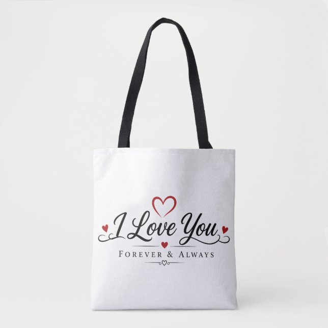 I Love You Typography Design Tote Bag (Front)