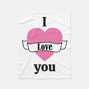 I Love You Typography Heart Pink Valentine's Fleece Blanket