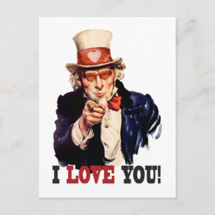 I Love You - Uncle Sam Style Valentine Holiday Postcard