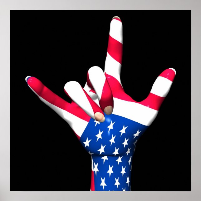 I Love You USA Flag Poster (Front)