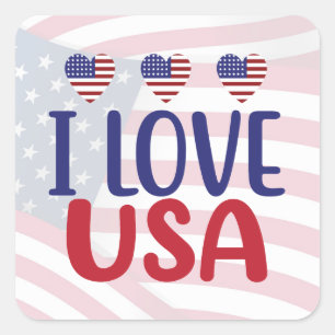 I Love You USA Square Sticker