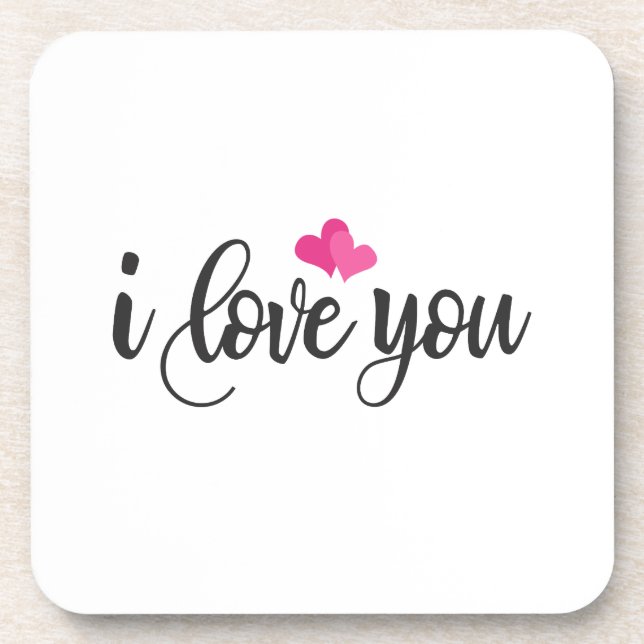 I Love You Valentine Calligraphy | Coaster (Front)