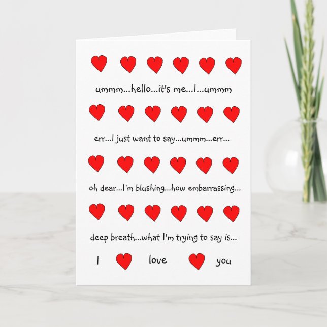 I Love You Valentine Card(Hugh Grant style,white) Holiday Card (Front)
