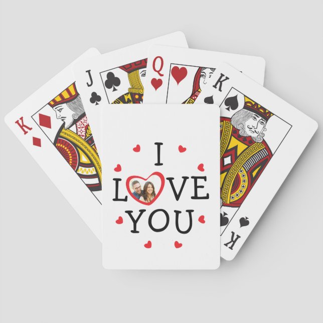 "I love you" Valentine custom photo Playing Cards (Back)