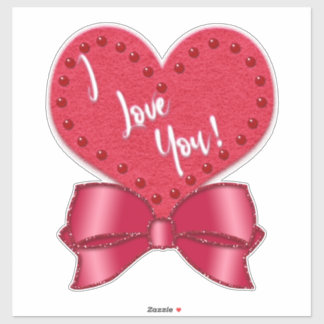 I Love You Valentine Faux Satin Bow Red Heart