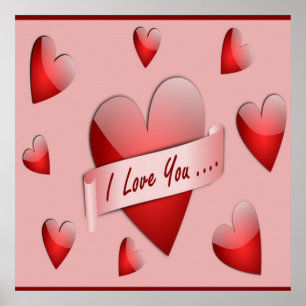 " I LOVE YOU" VALENTINE HEARTS POSTER