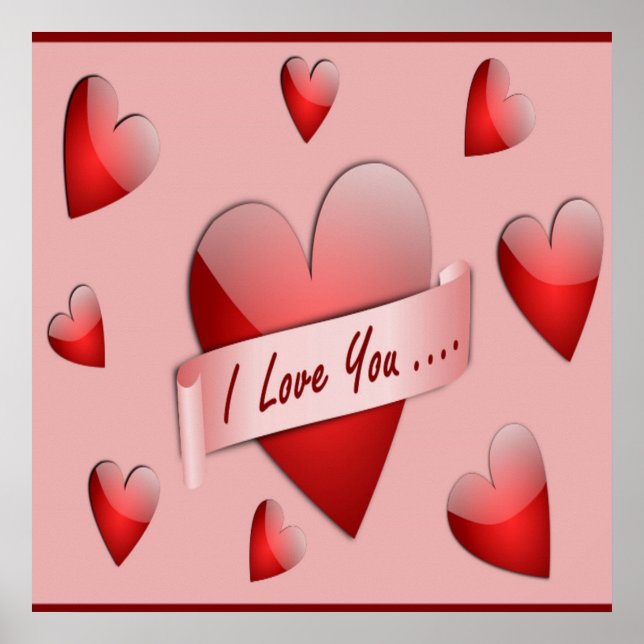 " I LOVE YOU"  VALENTINE HEARTS POSTER (Front)