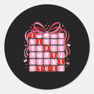I Love You Valentine Kids Preppy Valentine's Day L Classic Round Sticker
