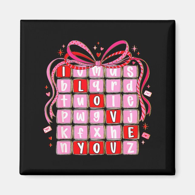 I Love You Valentine Kids Preppy Valentine's Day L Magnet (Front)