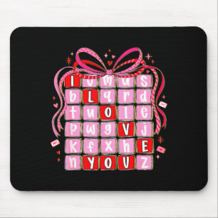 I Love You Valentine Kids Preppy Valentine's Day L Mouse Mat