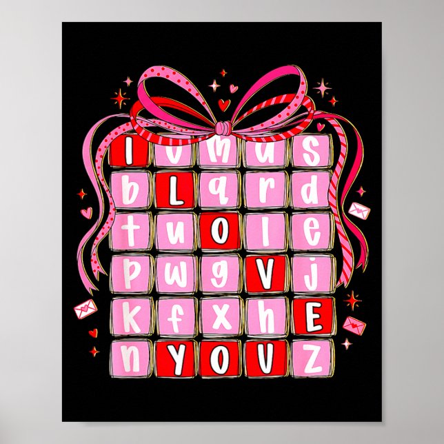 I Love You Valentine Kids Preppy Valentine's Day L Poster (Front)