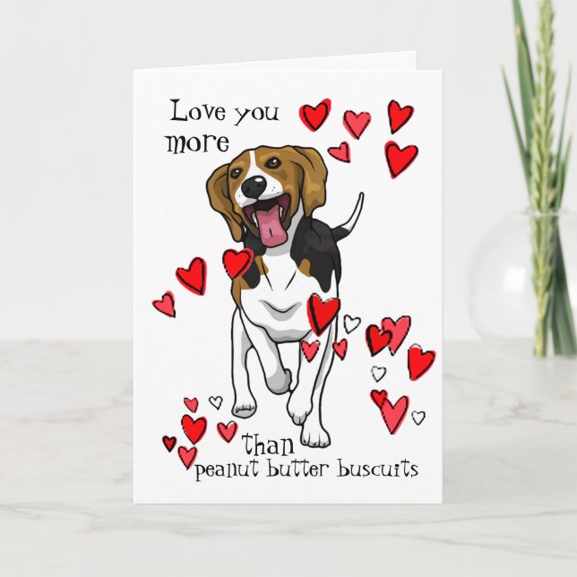 I Love You Valentine Peanut Butter Beagle  Card (Front)