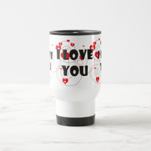 I Love you valentine red and white hearts Travel Mug