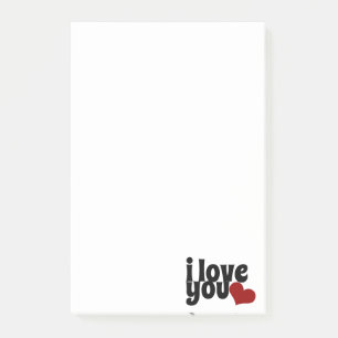 I Love You Valentine Red Heart Typography Post-it Notes