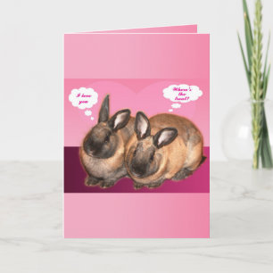 I love you valentine two bunny rabbits holiday card