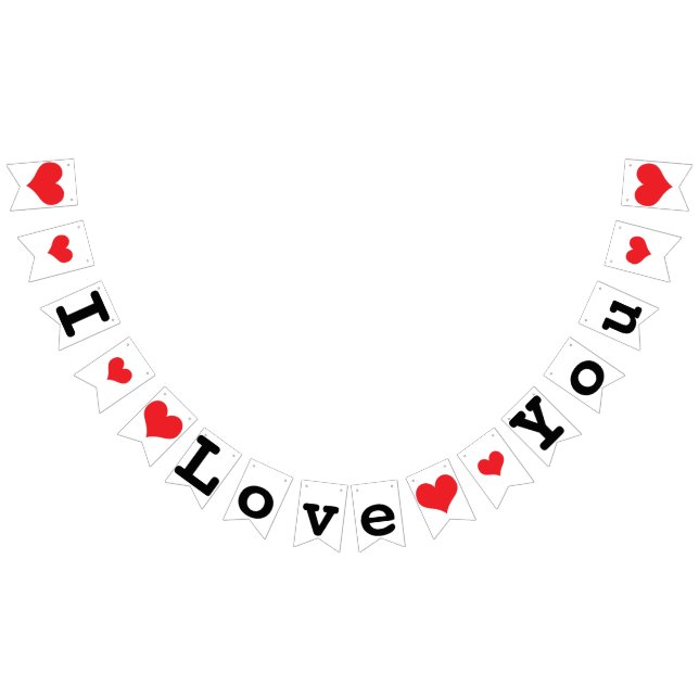 I LOVE YOU Valentine Wedding Decor Bunting (All)