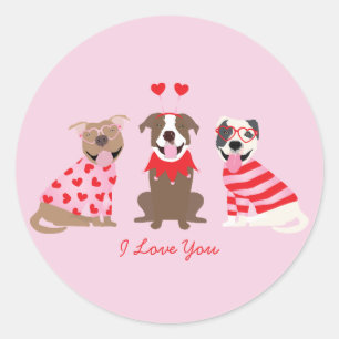 I Love You Valentines American Pit Bull Terriers Classic Round Sticker