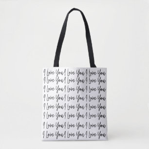 I Love You Valentines Day Black and White Tote Bag