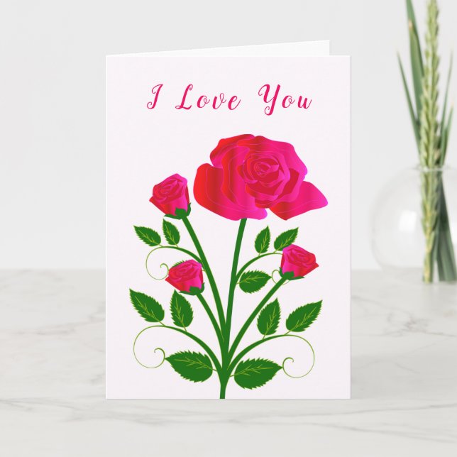 I Love You Valentine's Day Card Romantic Roses (Front)