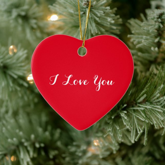 I Love You Valentines Day Christmas Red Heart Ceramic Tree Decoration (Tree)