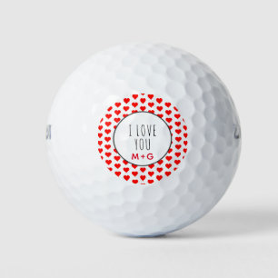 I Love You Valentines Day Couples Monogram Golf Balls